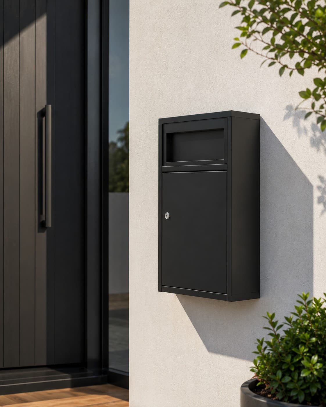 Home parcel box installed beside front door